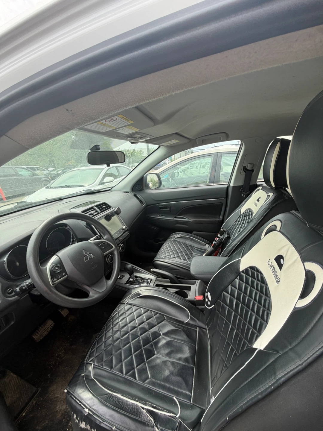 Black PU Leather Car Seat Covers with Bear Design - photo 3