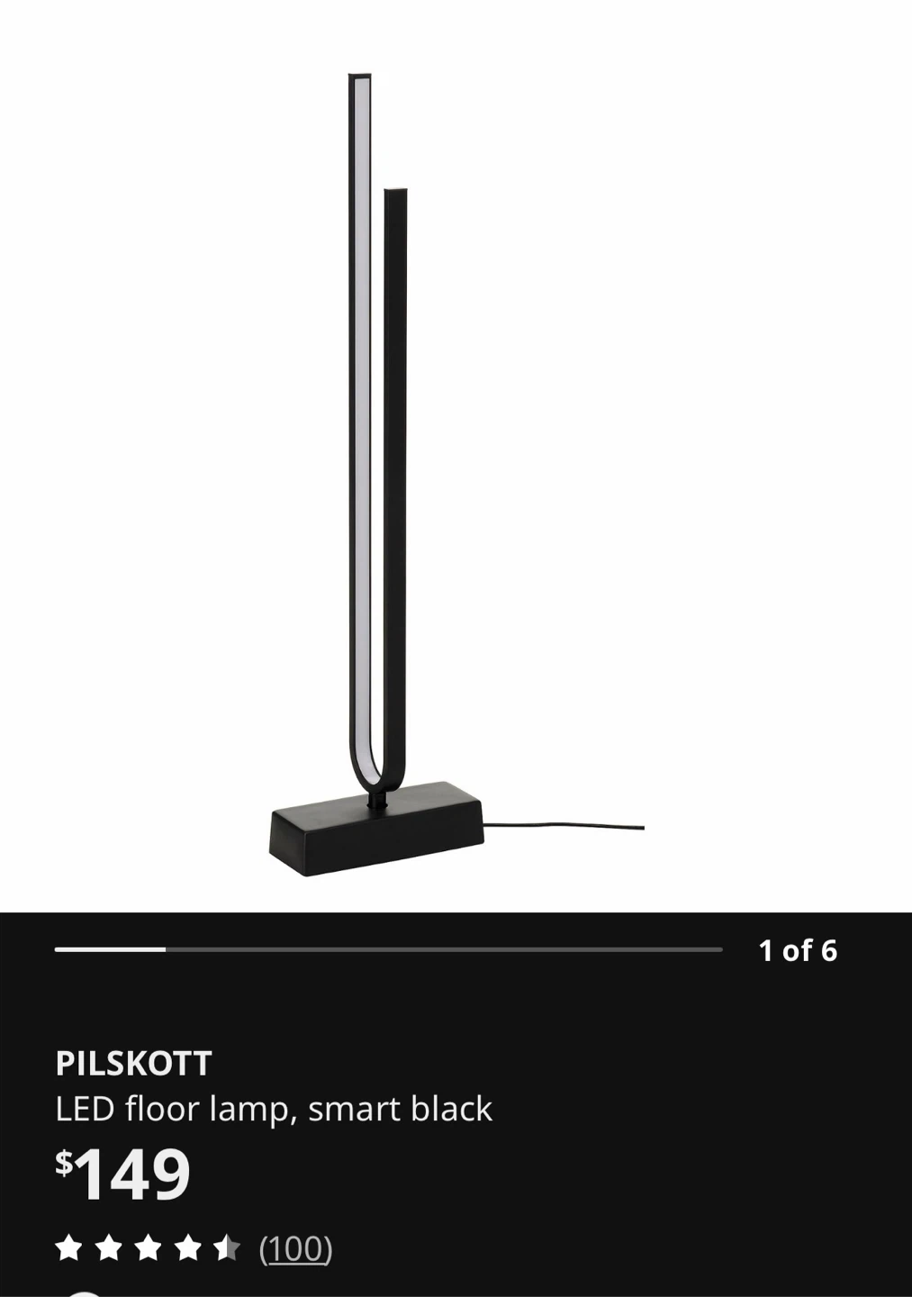PILSKOTT LED floor lamp, smart black - photo 2