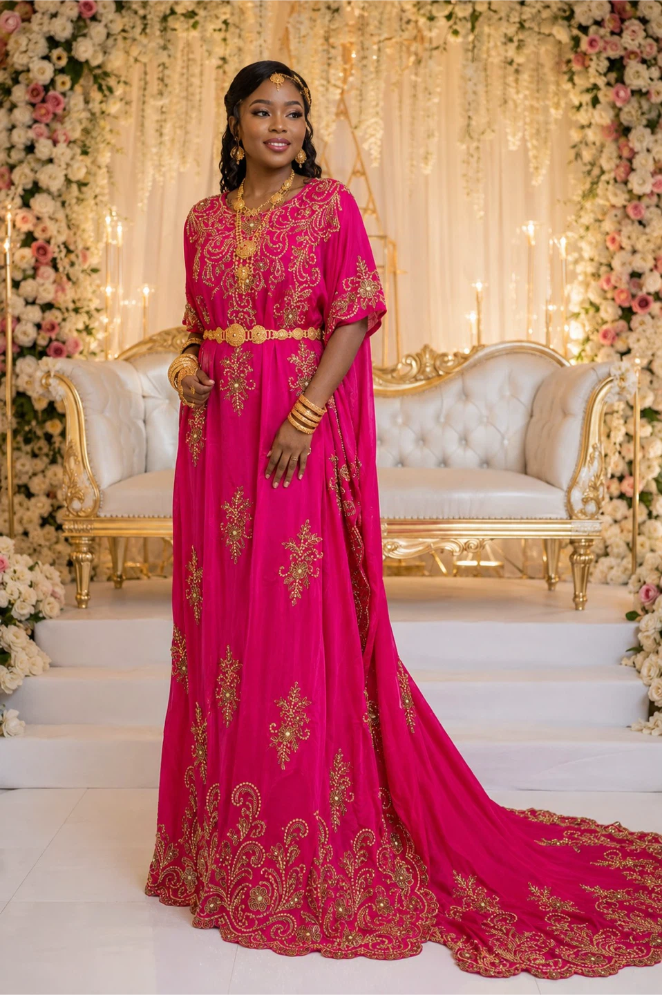 Vibrant Fuchsia Pink Somali Bridal Dirac - Free Size