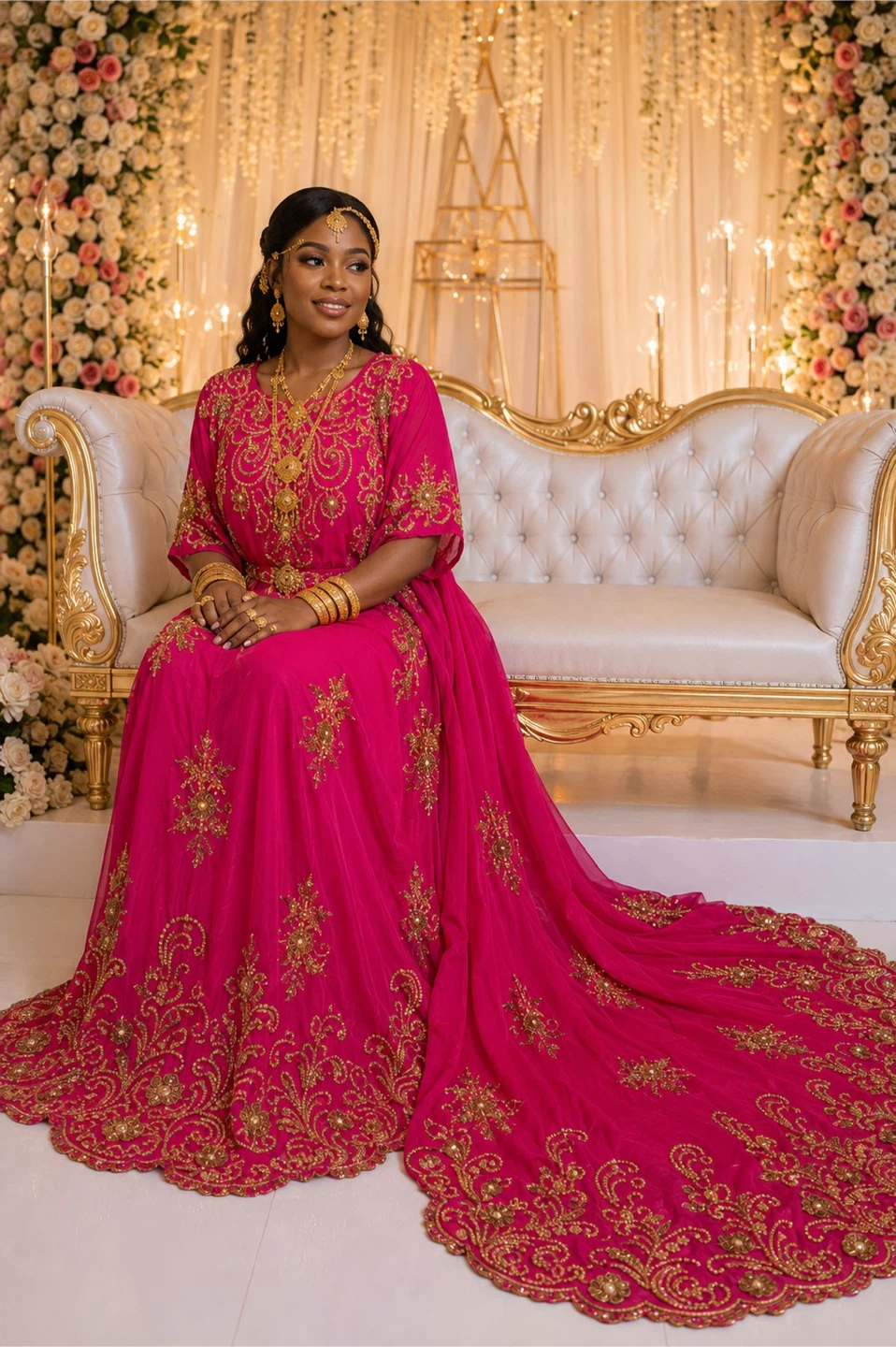 Vibrant Fuchsia Pink Somali Bridal Dirac - Free Size - photo 3