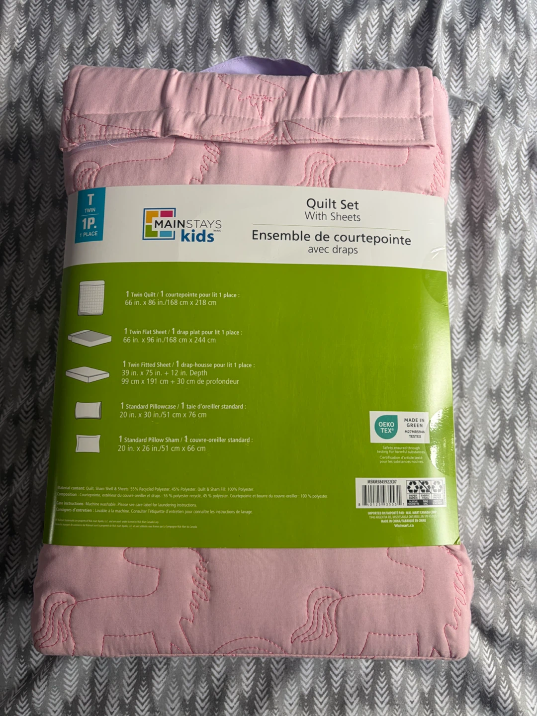 Mainstays Kids Twin Quilt Set with Sheets - Pink Unicorn - photo 3