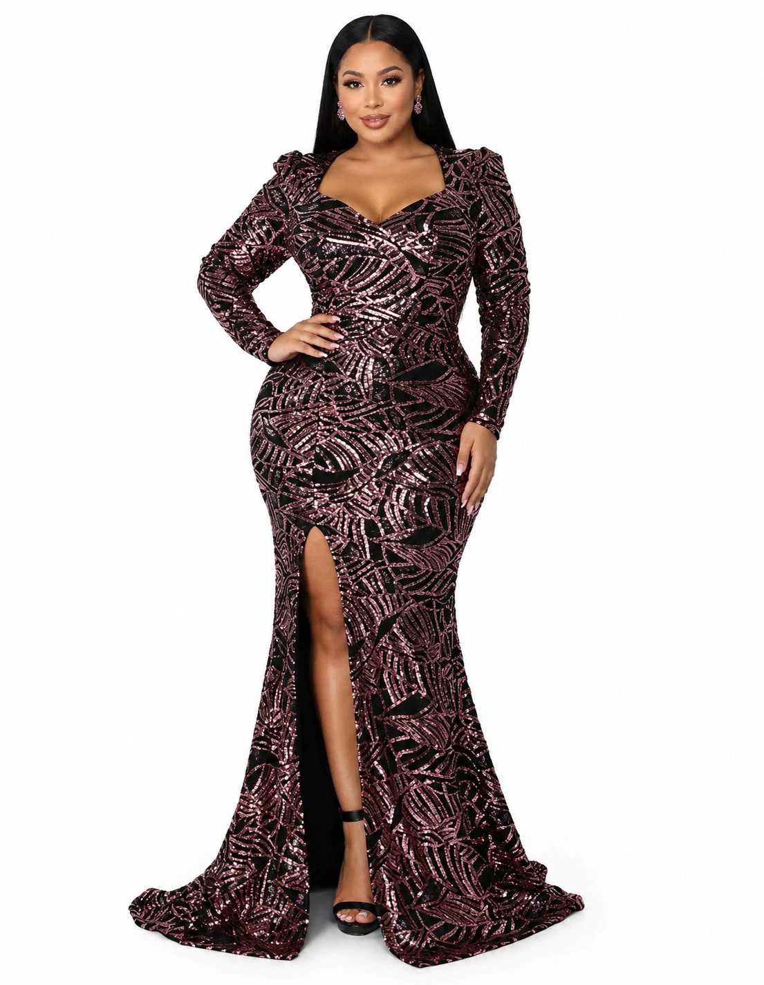 Fashion Nova Shining Lights Sequin Maxi Dress - Pink/Black