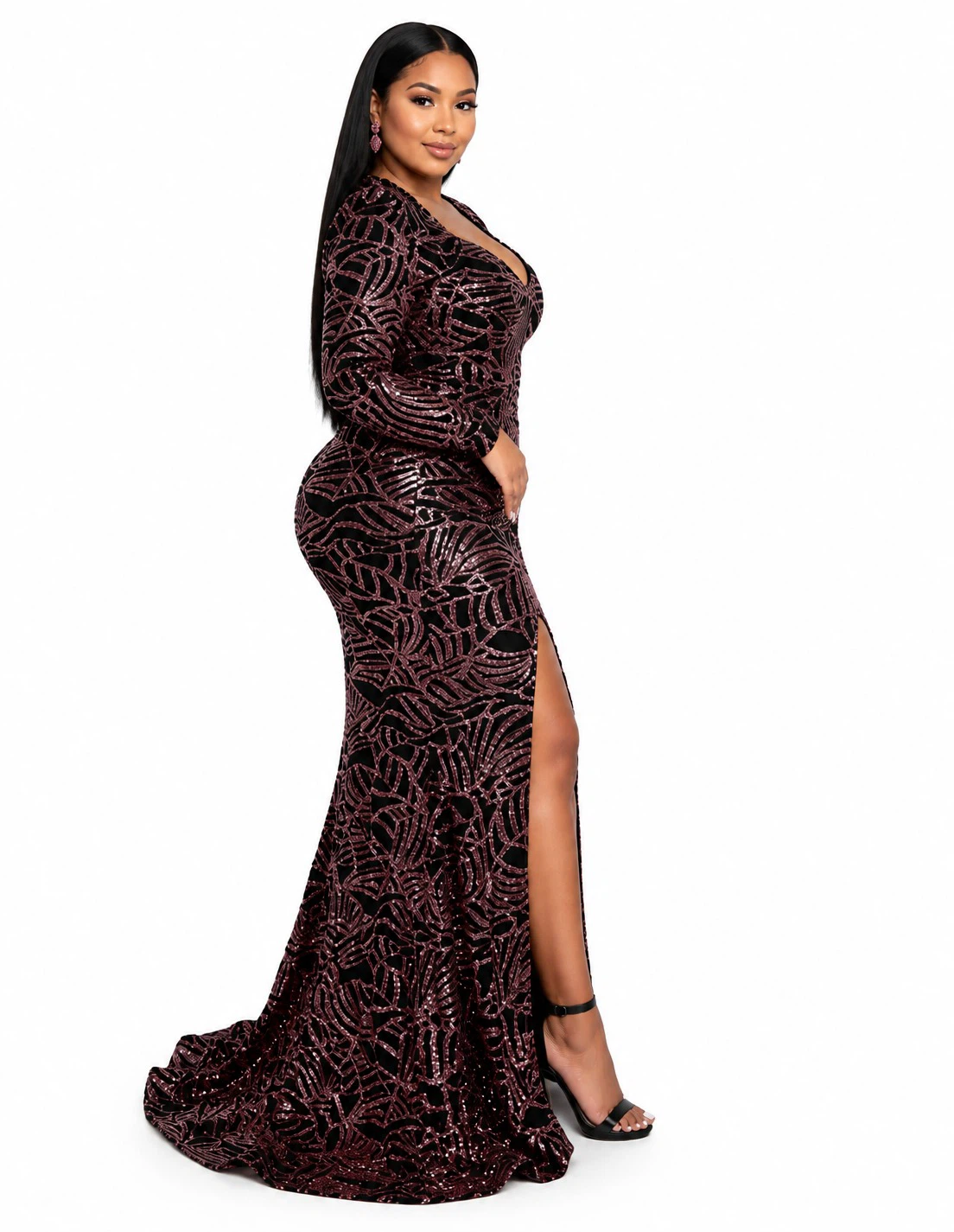Fashion Nova Shining Lights Sequin Maxi Dress - Pink/Black - photo 2
