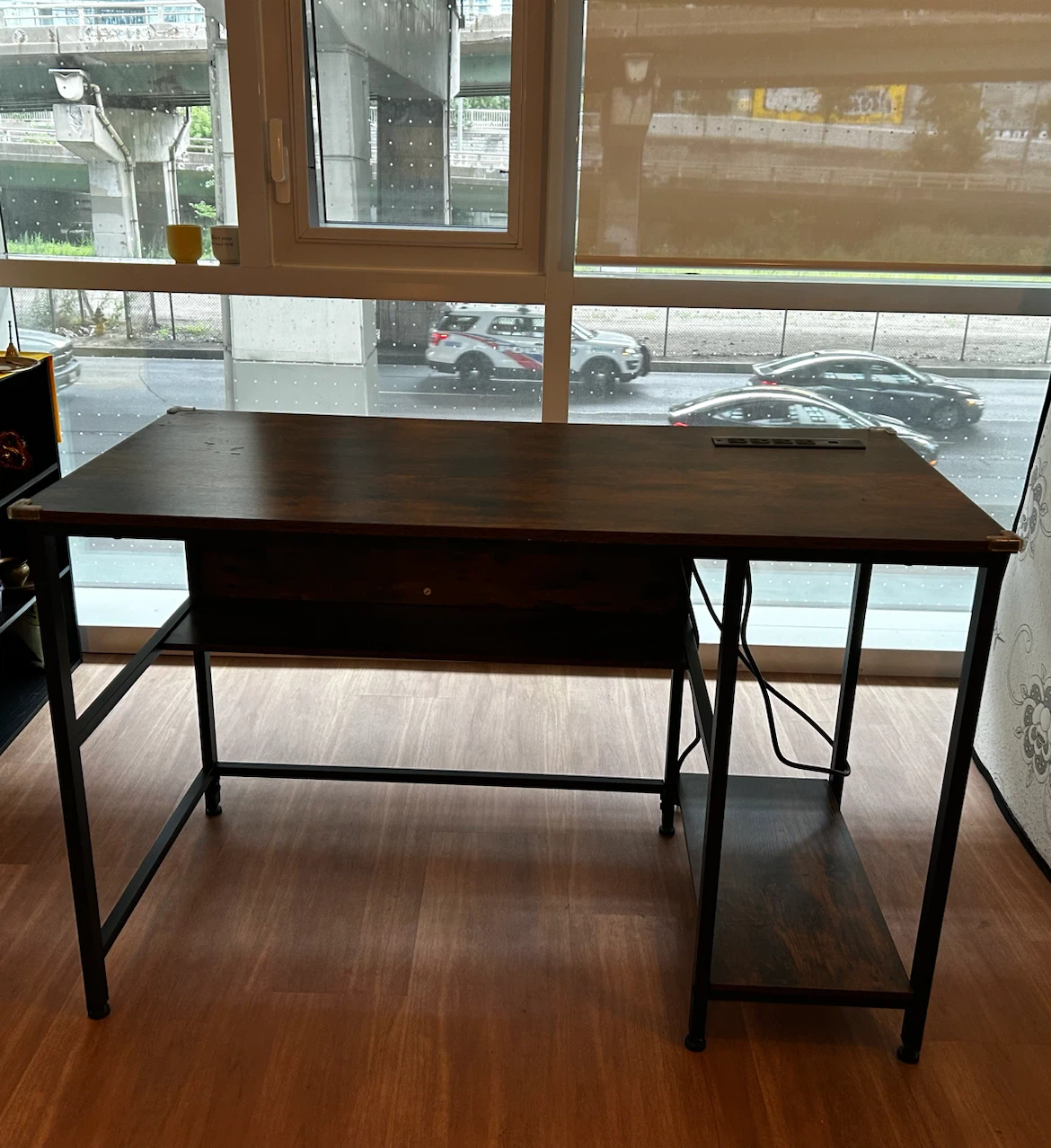 Computer Desk with Built-in Power Strip