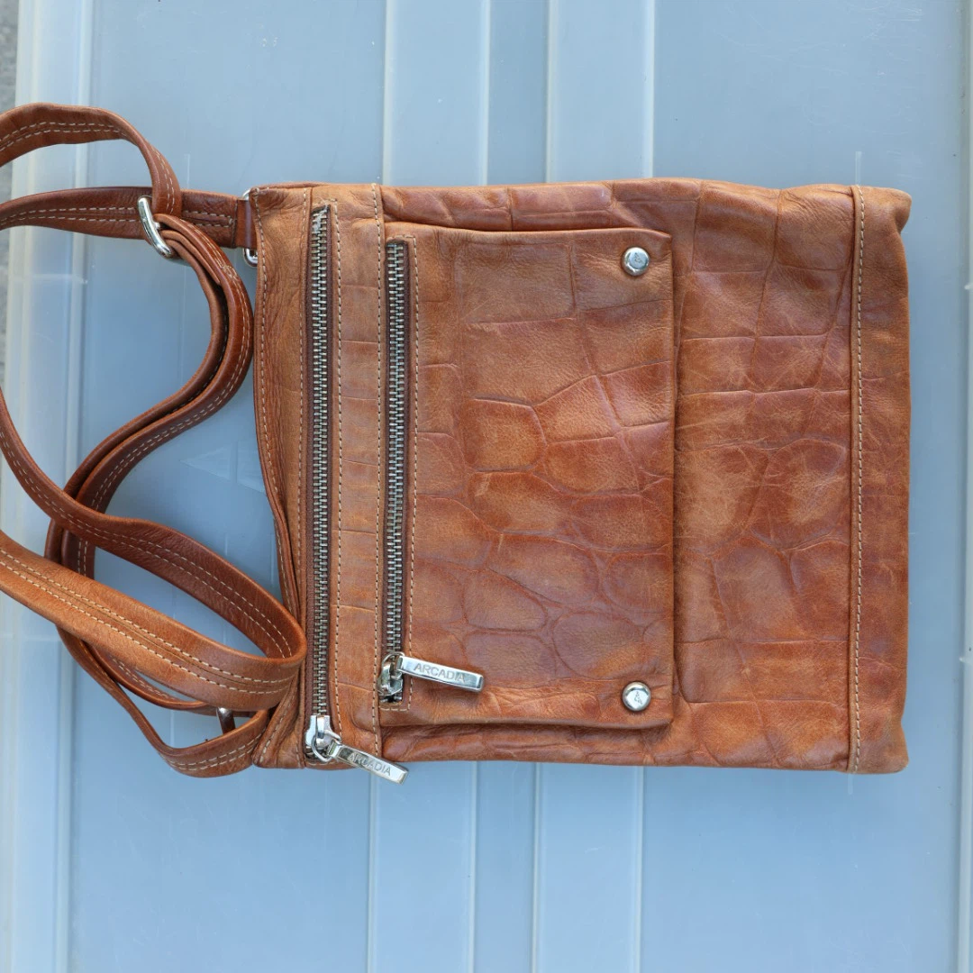 Arcadia Brown Leather Crossbody Bag
