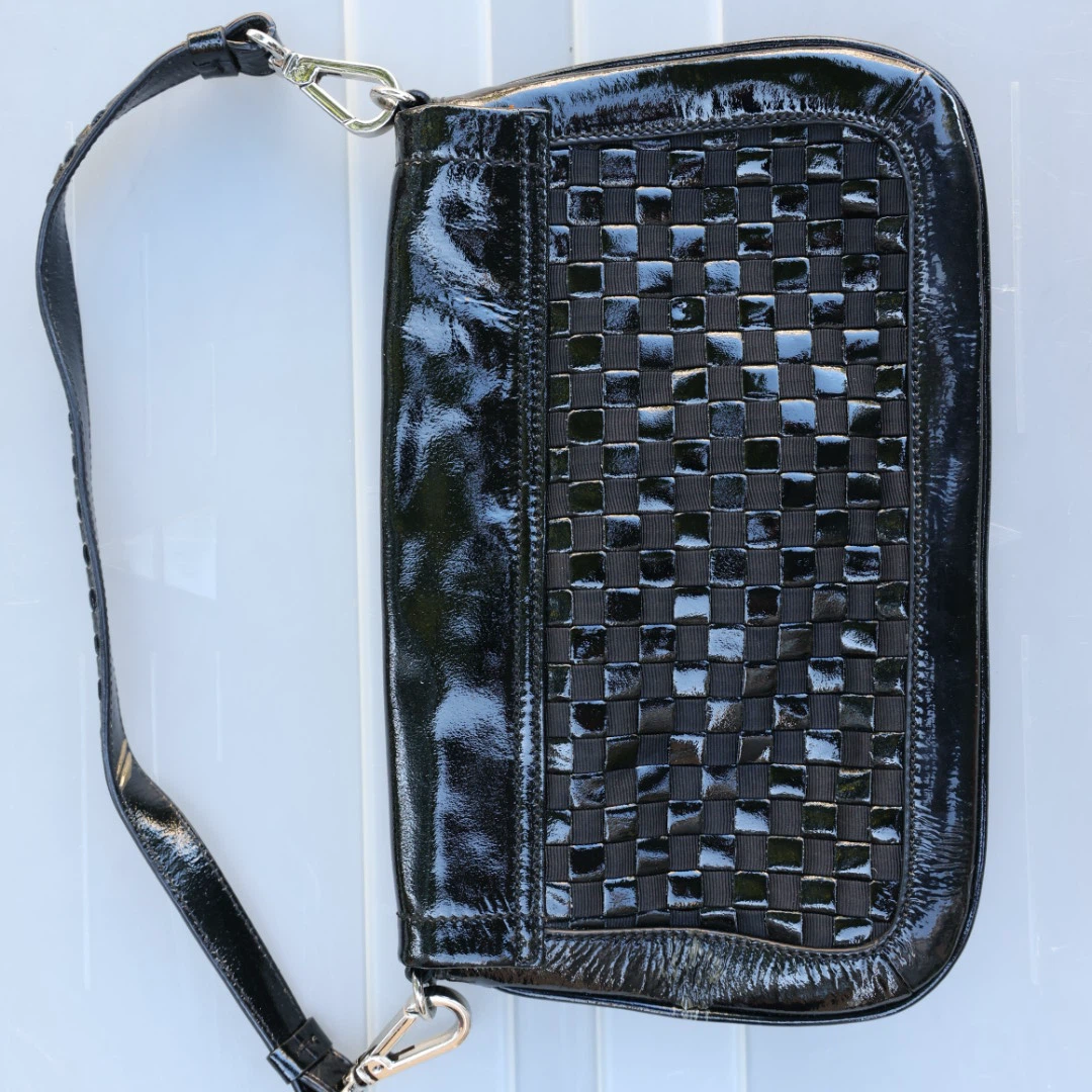 Calvin Klein Black Patent Woven Shoulder Bag - photo 3