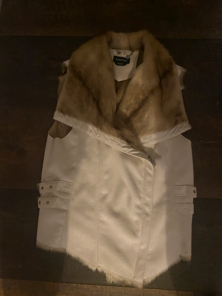 Bebe White Faux Fur Trim Vest - photo 2