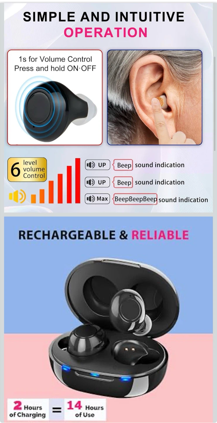 Hearing Aids for Seniors, JINGHAO Rechargeable /Amplifier - photo 4