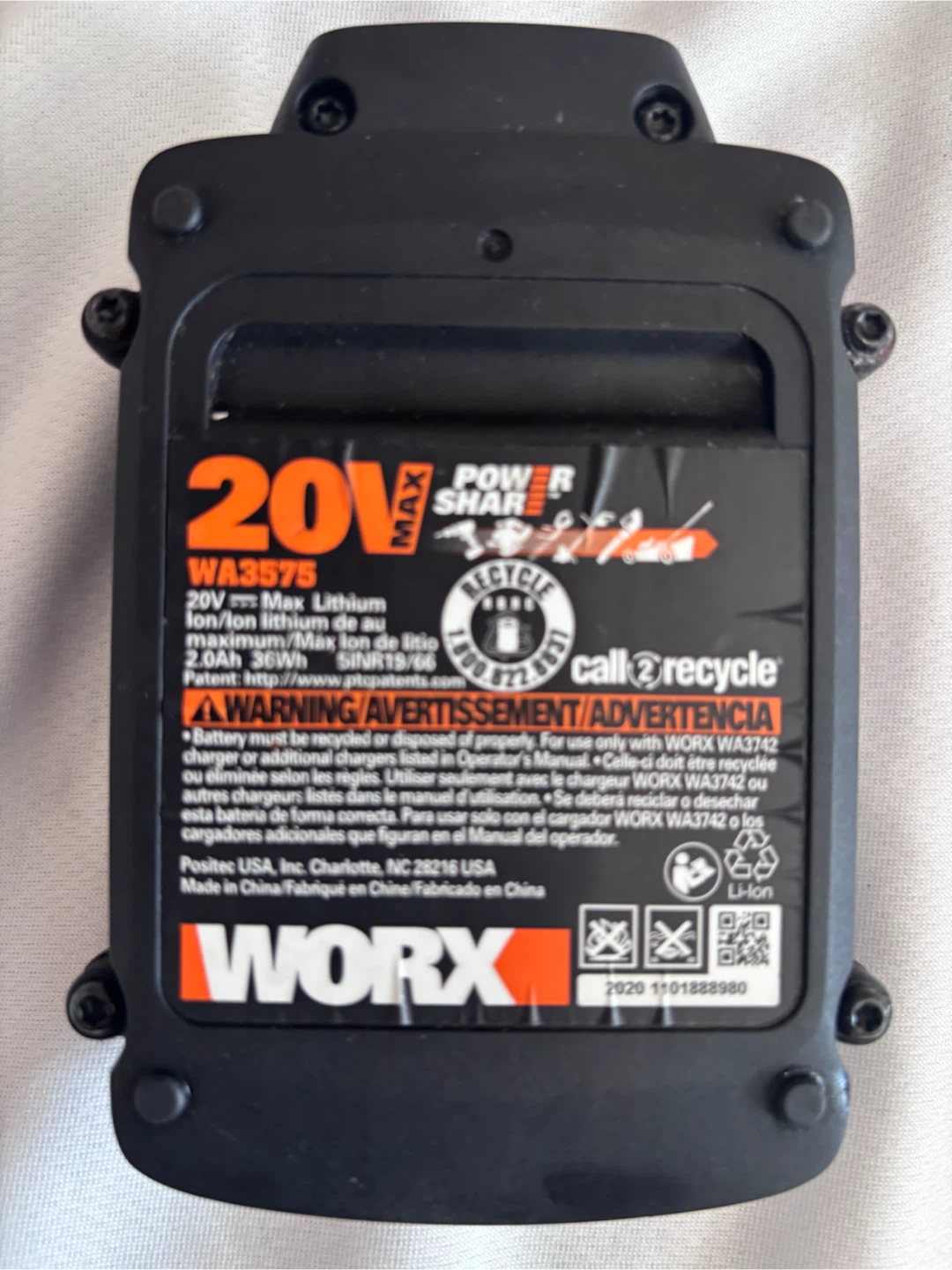 WORX 20V MAX Power Share 2.0Ah Lithium-ion Battery - photo 2