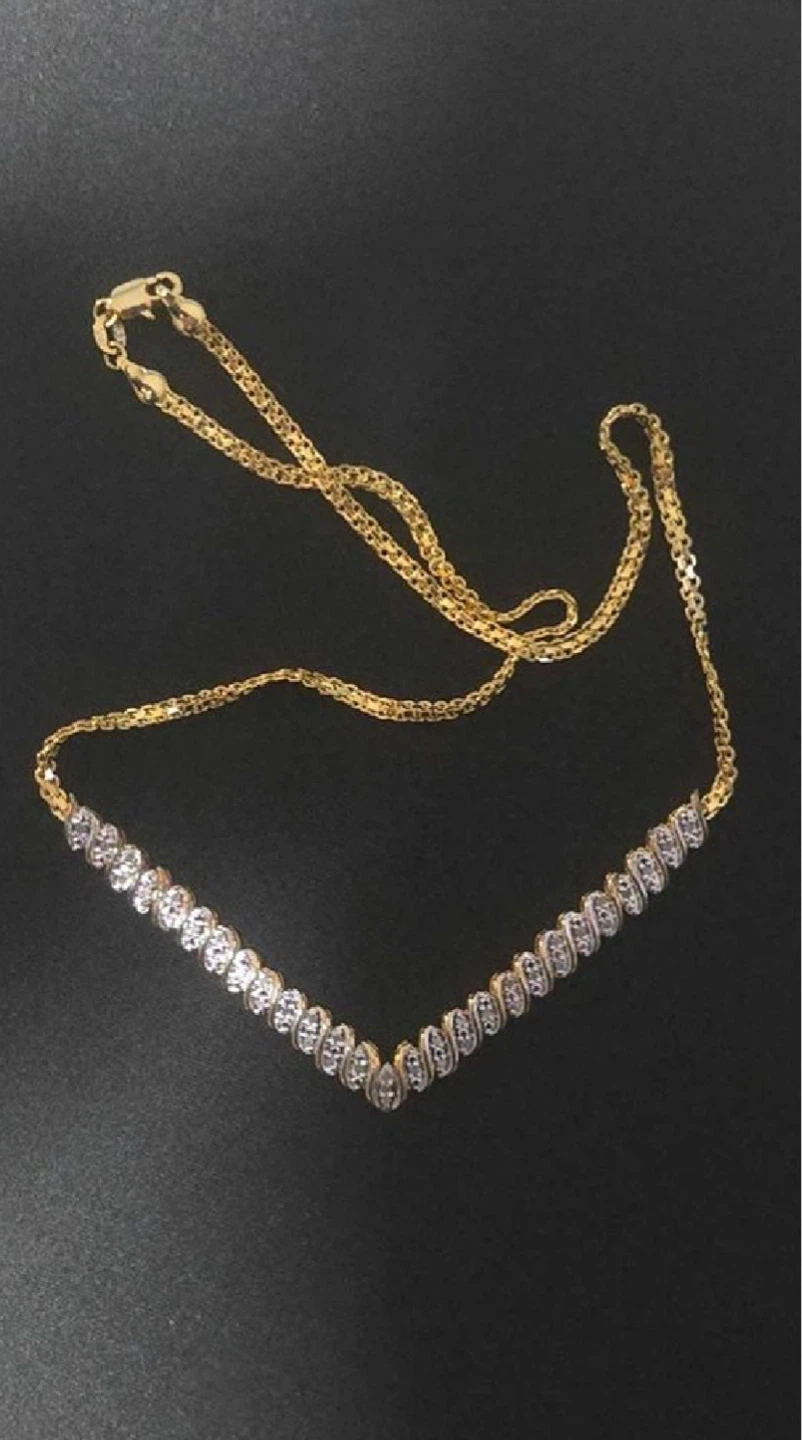 Natural Diamond Studded Brass Necklace