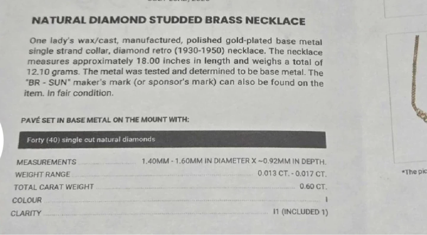 Natural Diamond Studded Brass Necklace - photo 2