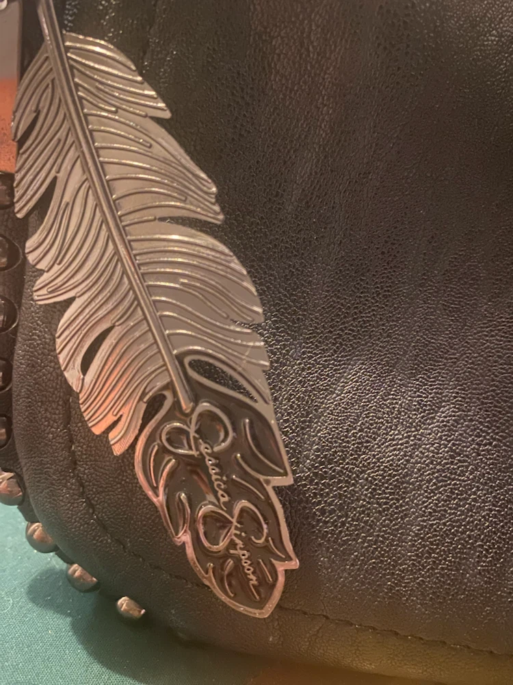 Jessica Simpson Black Shoulder Bag with Feather Charm - photo 3