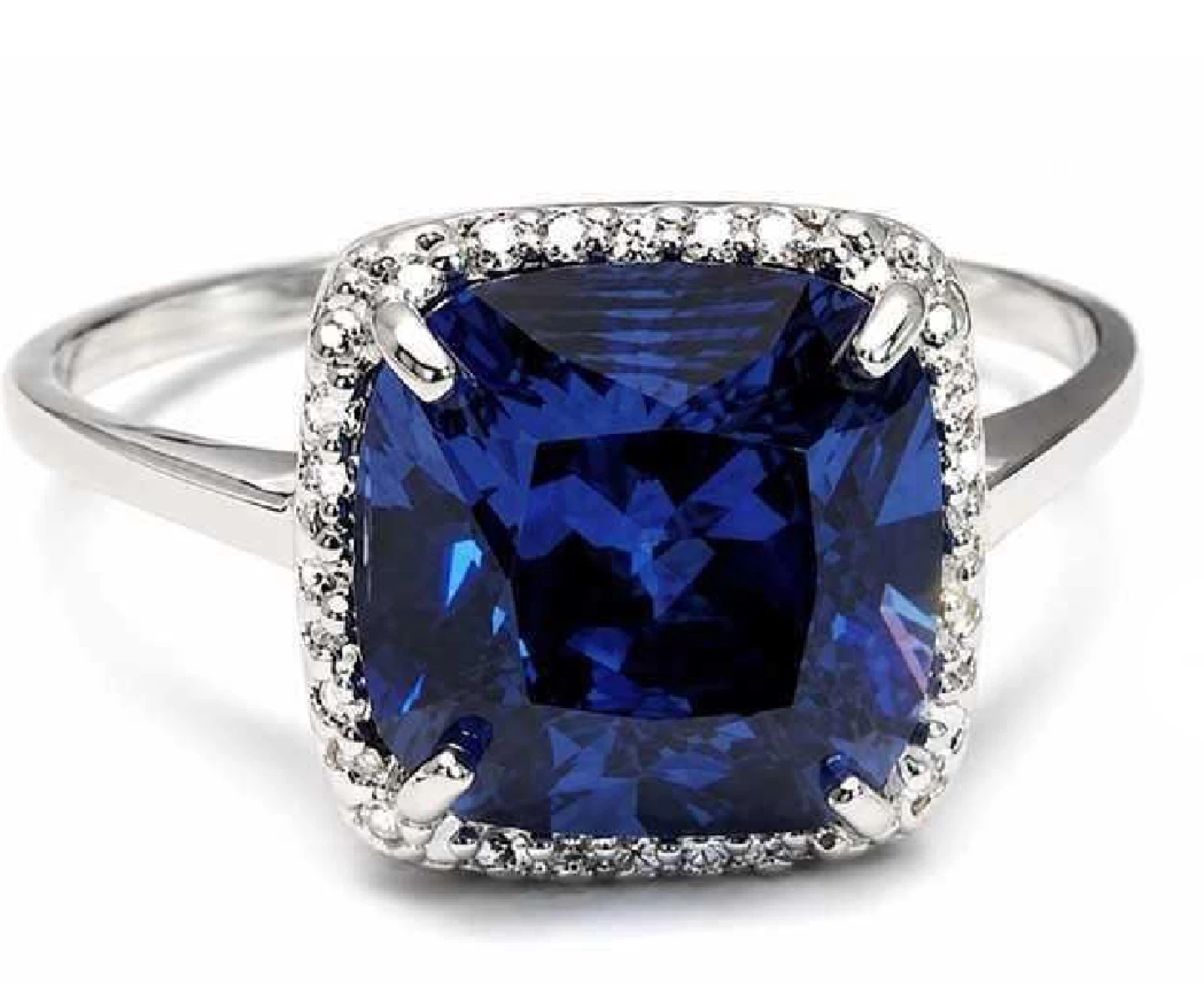Lab Grown Tanzanite & Diamond Cocktail Ring Size 7