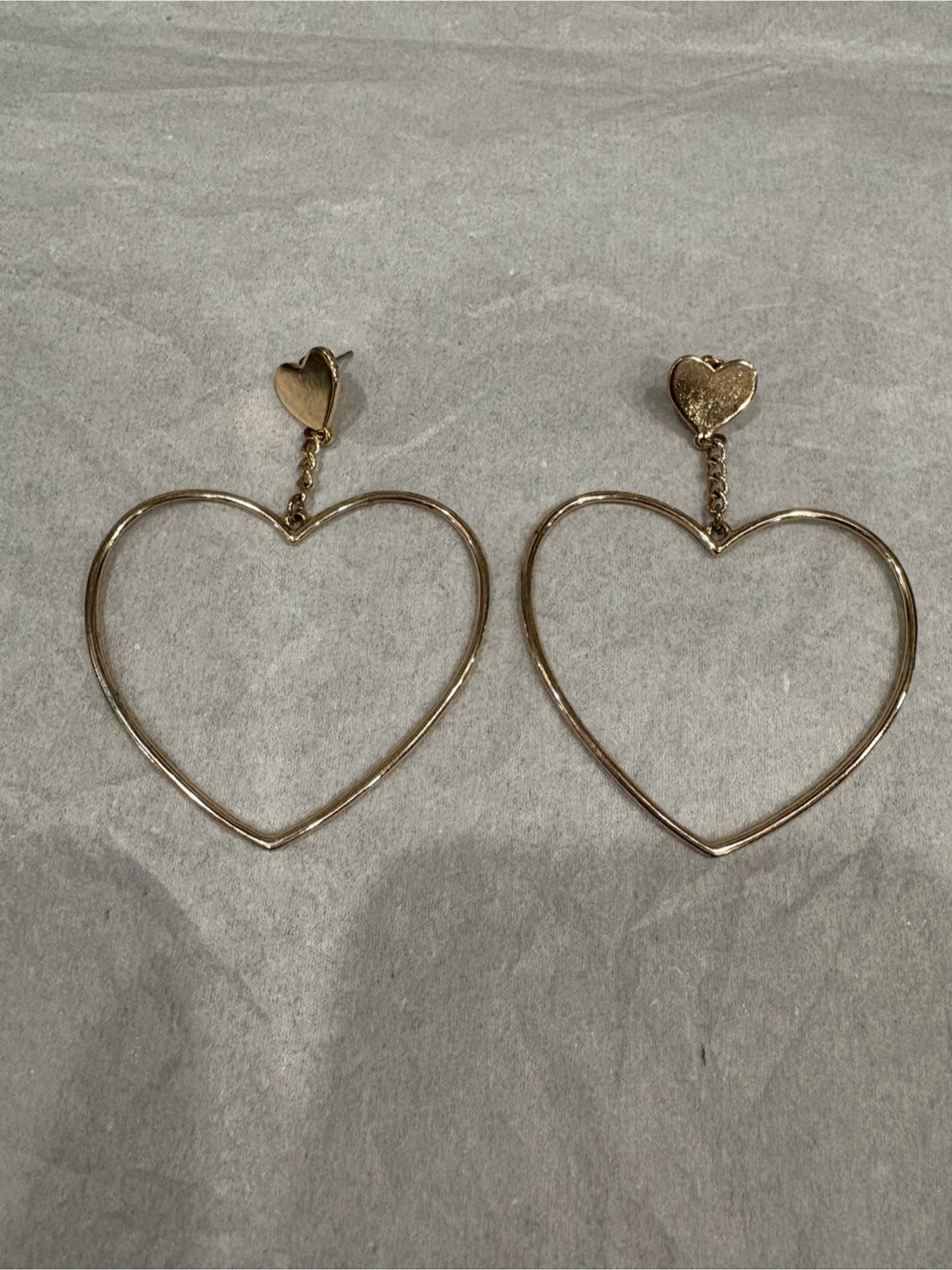 Gold Tone Heart Hoop Dangle Earrings - photo 2