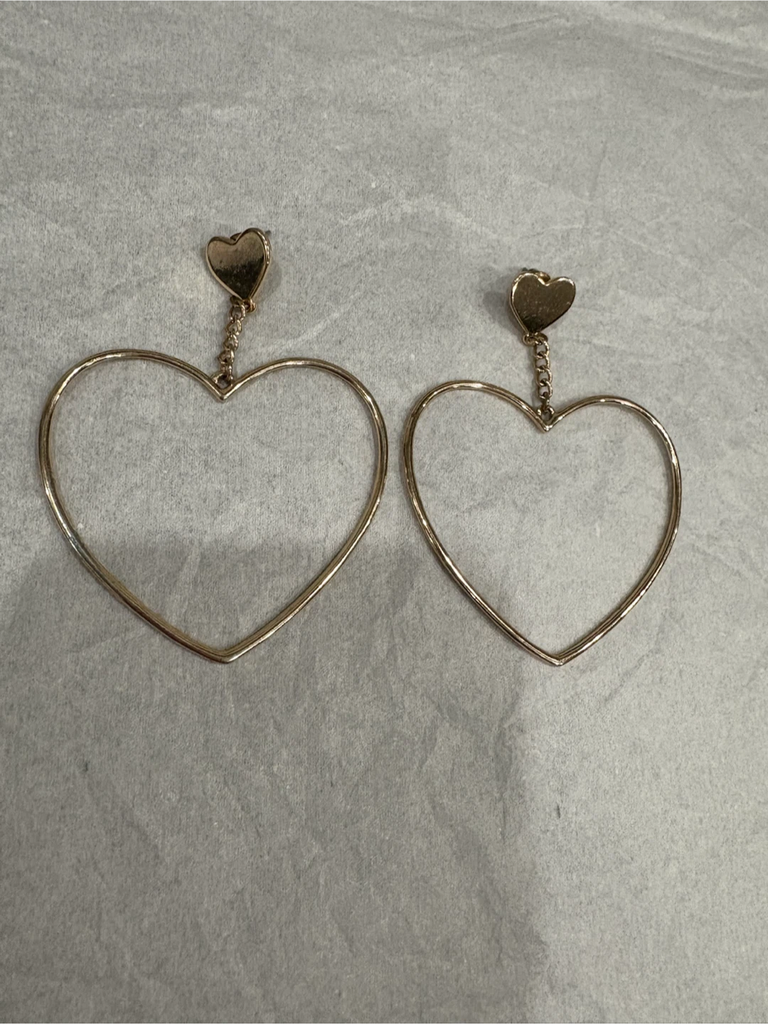 Gold Tone Heart Hoop Dangle Earrings - photo 5