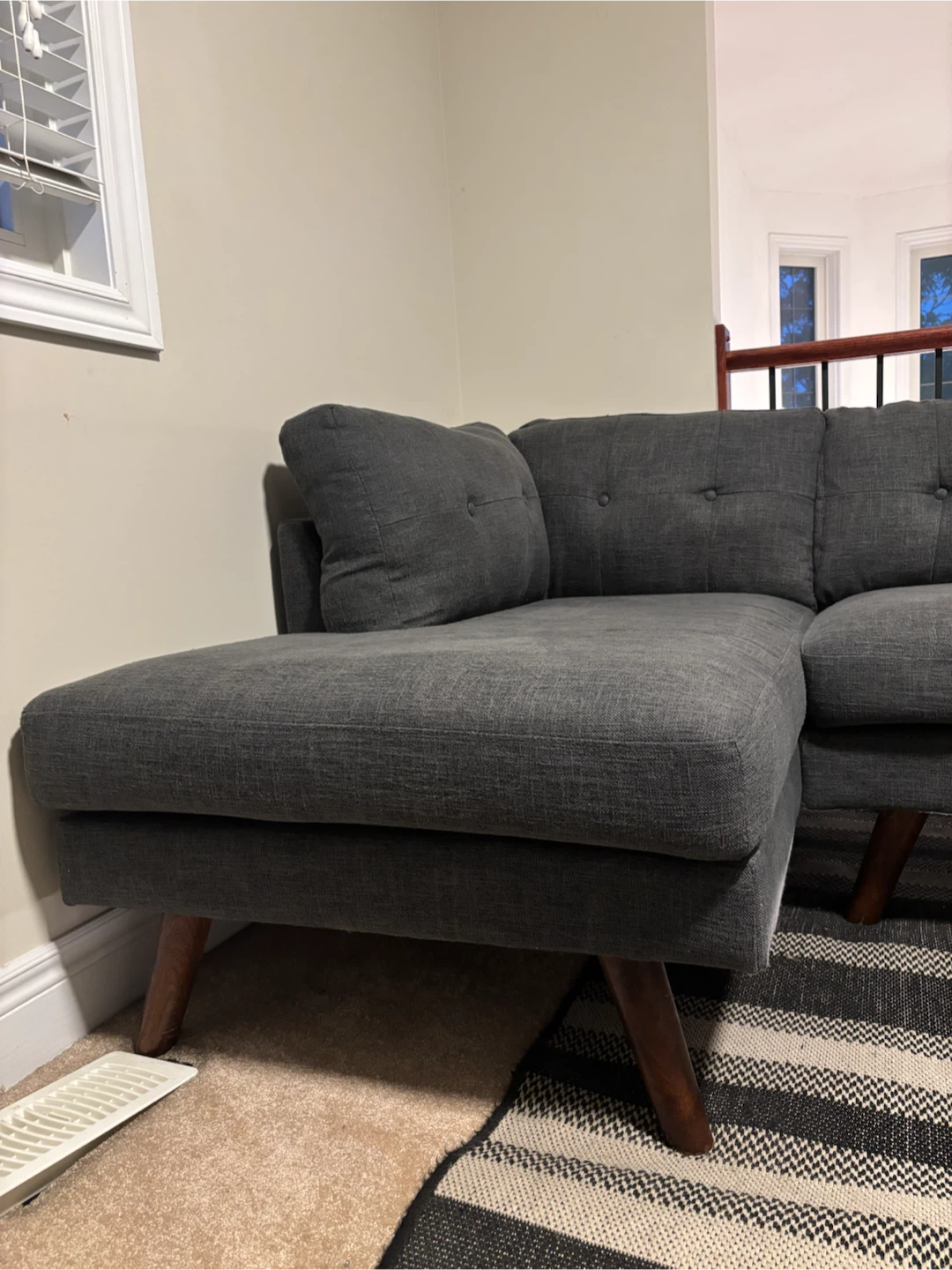 Mid-Century Modern Grey Sectional Sofa - photo 4