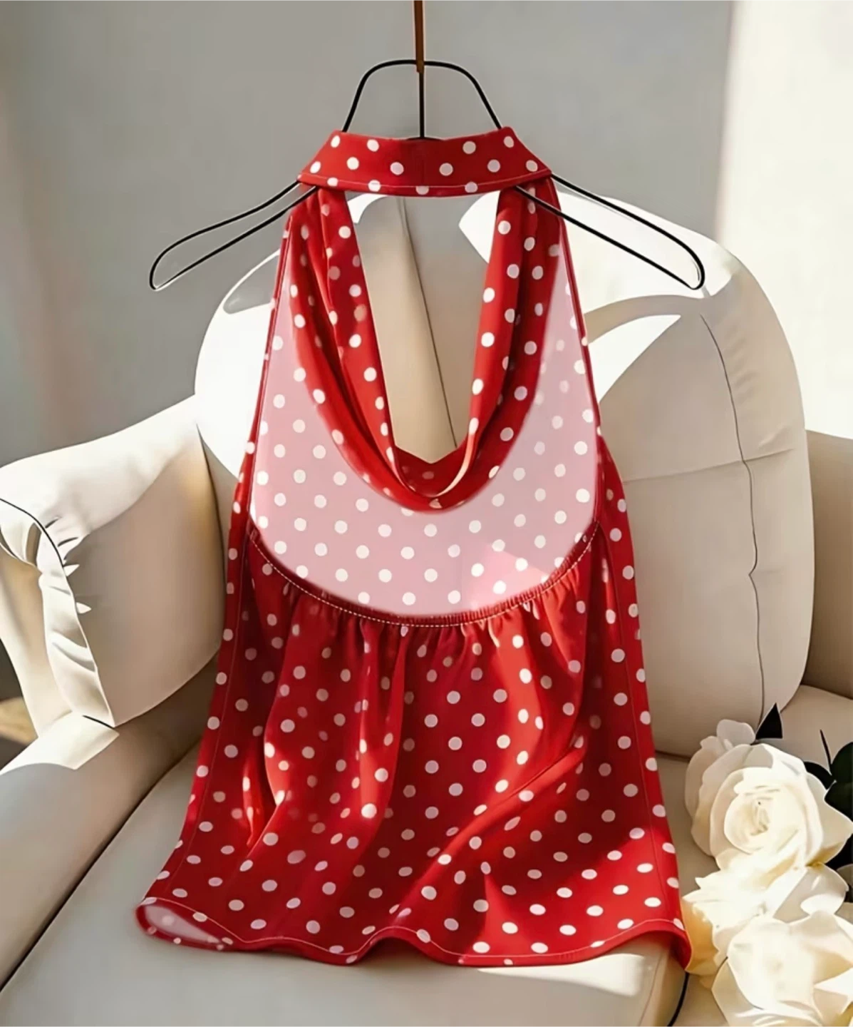Red Polka Dot Halter Top brand new - photo 2