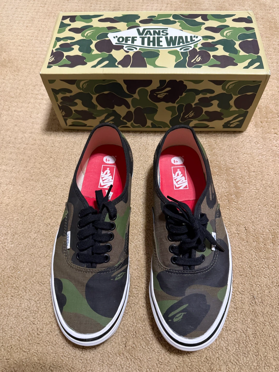 Vans Authentic Camo BAPE Edition Sneakers with Box