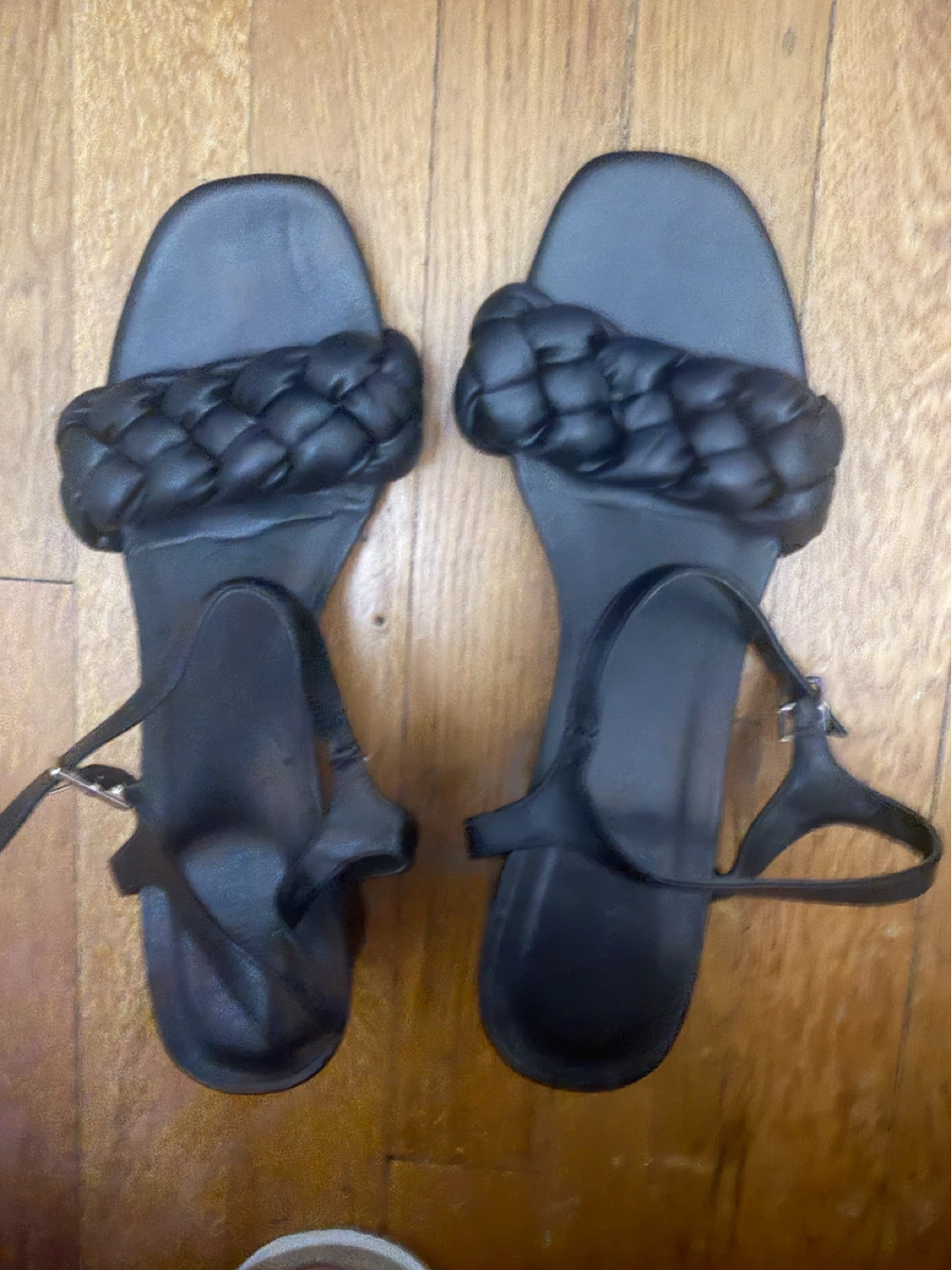 Black Braided Strap Sandals