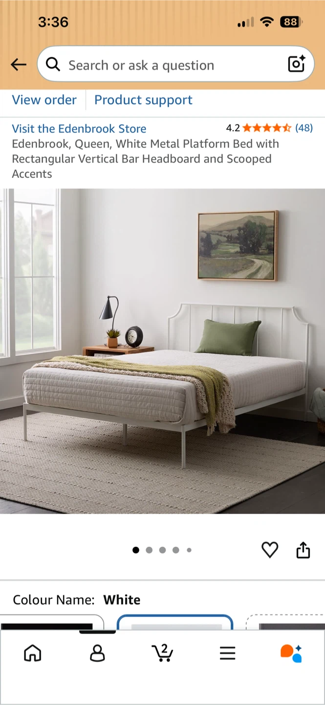 Edenbrook Queen White Metal Platform Bed