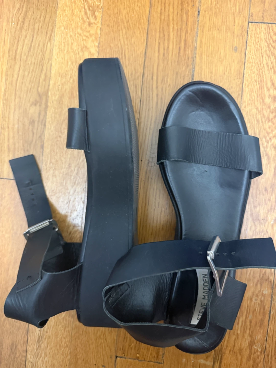 Steve Madden Black Leather Platform Sandals - photo 2