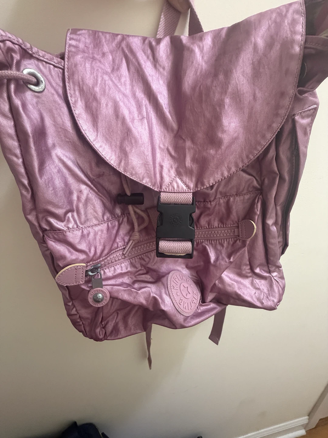 Kipling Pink Metallic Backpack