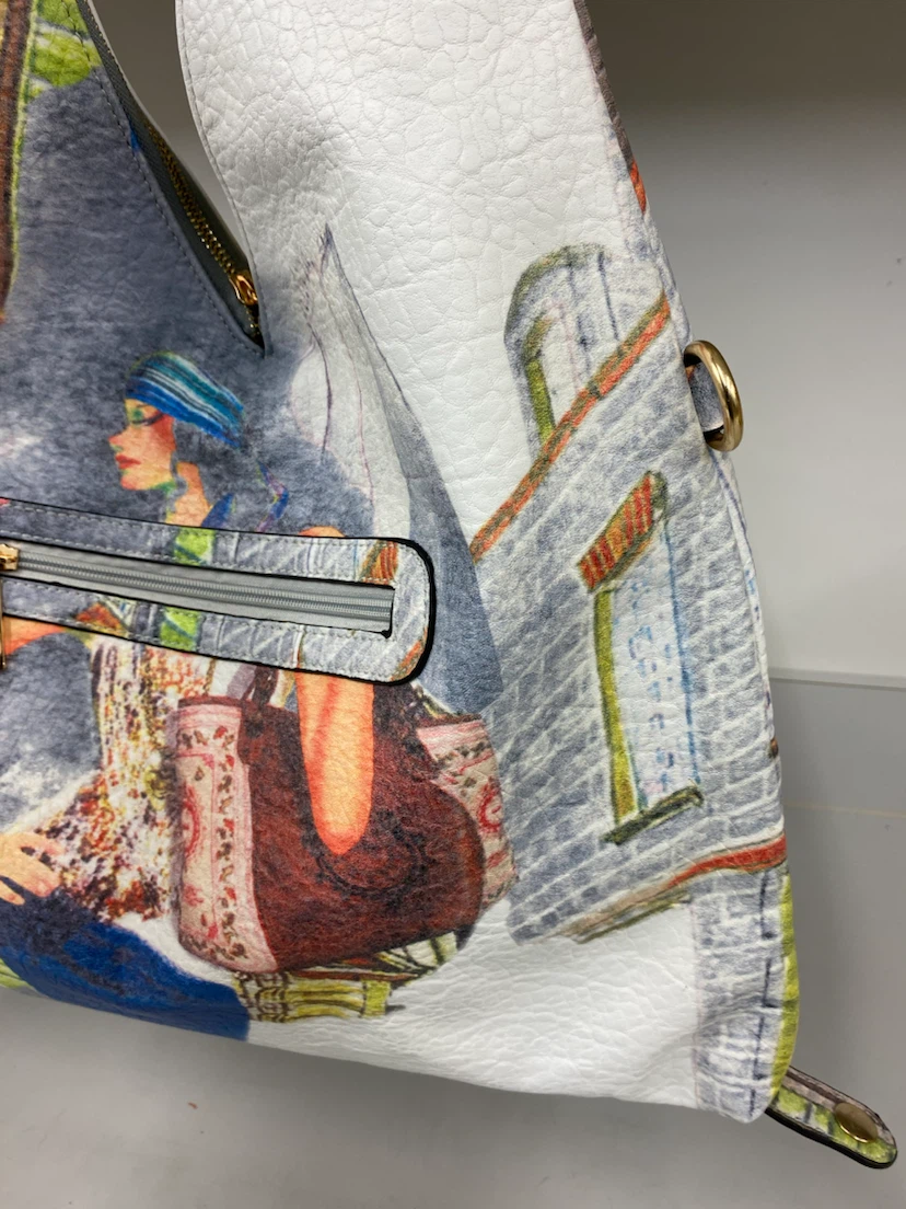 Hobo Handbag with Artistic City Scene Print - photo 4
