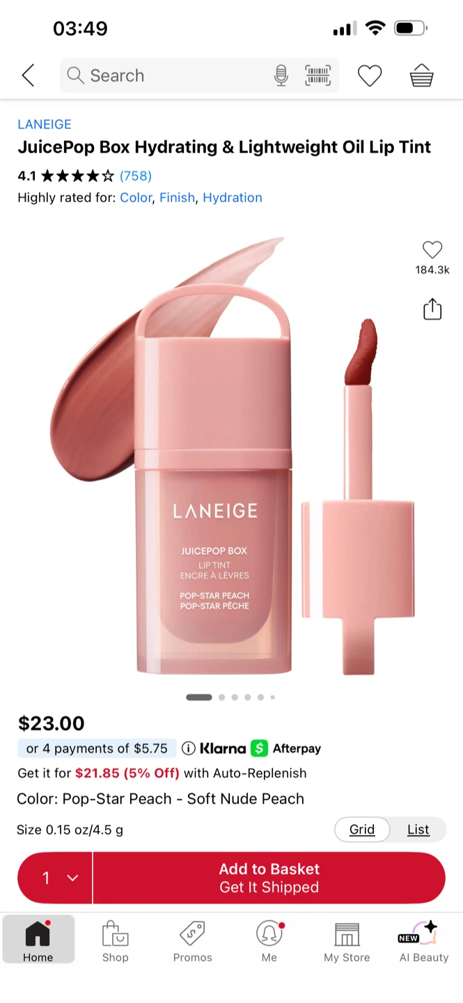 LANEIGE JuicePop Box Lip Tint - Pop Star Peach