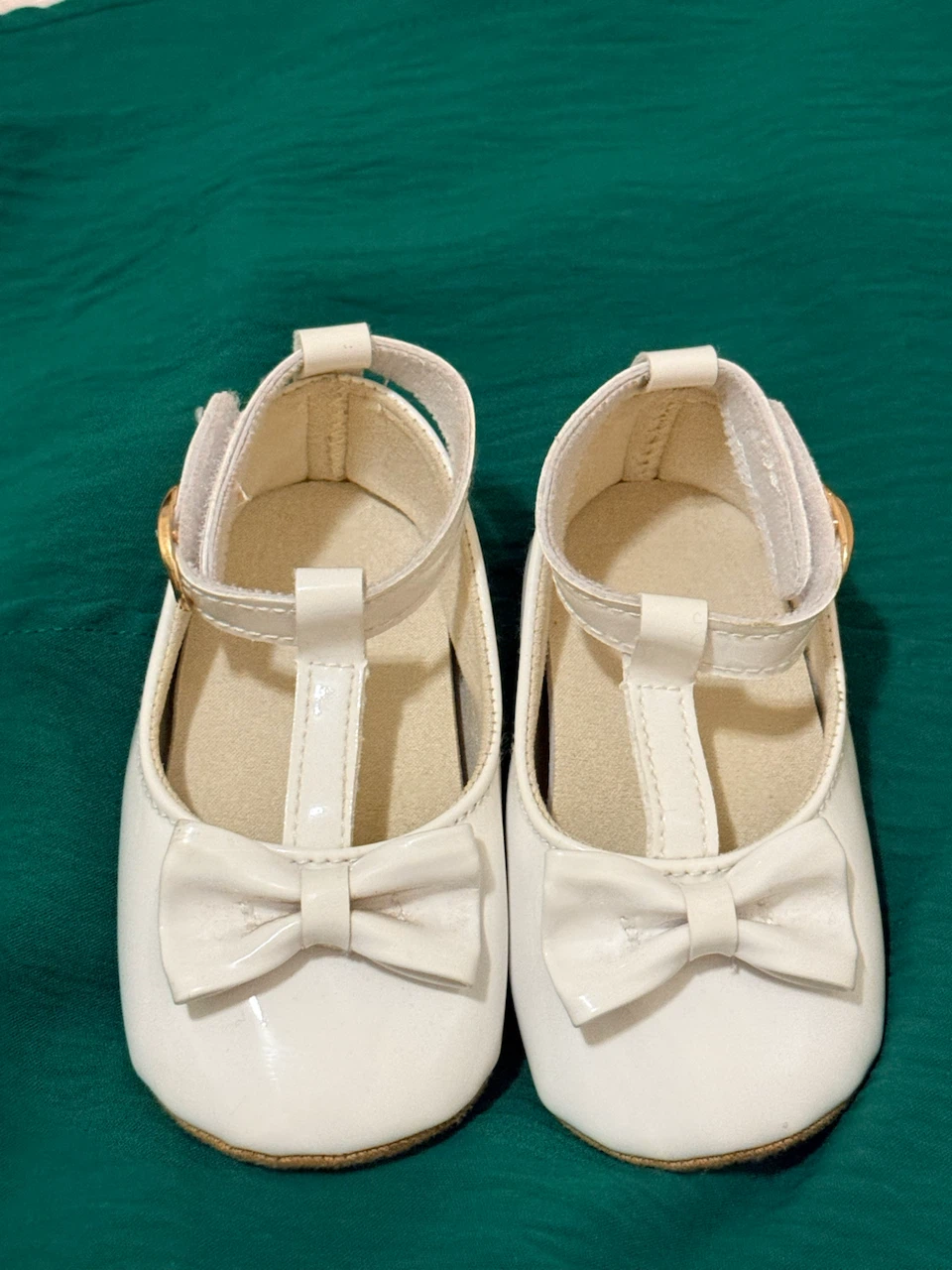 White Patent Bow Baby Shoes