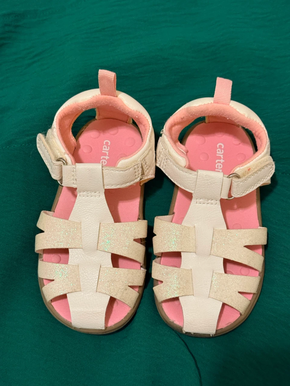 Carter's White & Pink Glitter Sandals- Size 6