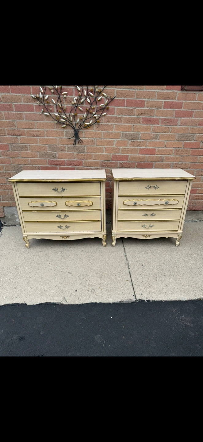 Beautiful Luxurious White-Gold Dressers