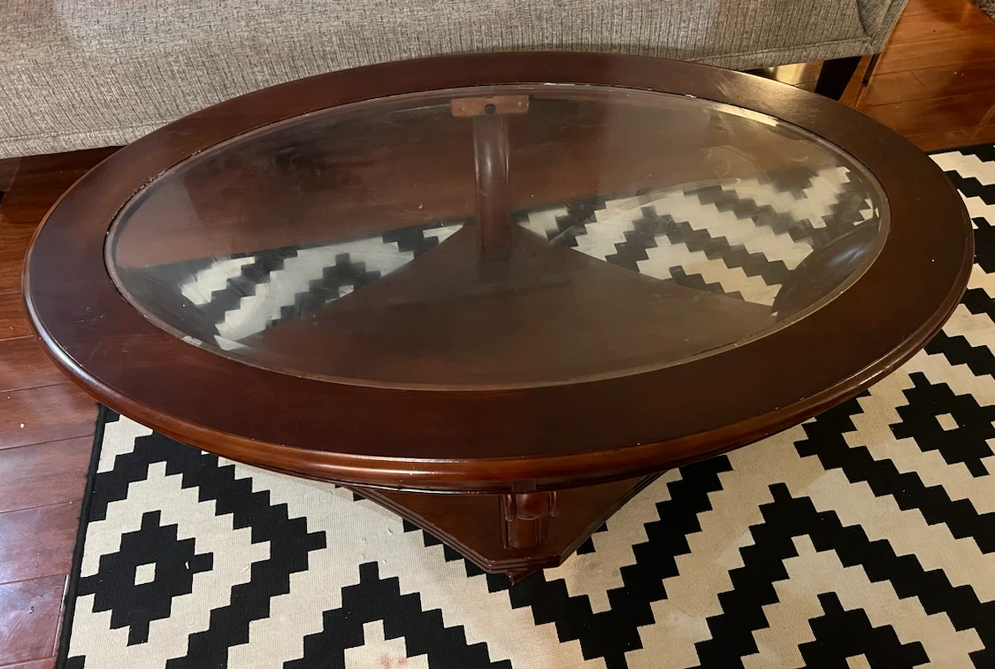 Classic Oval Wood & Glass Top Coffee Table with Lower Shelf - photo 3