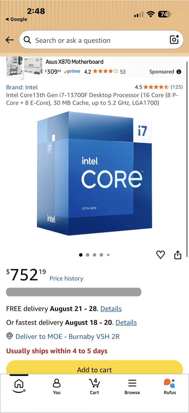 🔥 i7-13700F + GIGABYTE Z790 UD AC DDR5  $700 CAD OBO