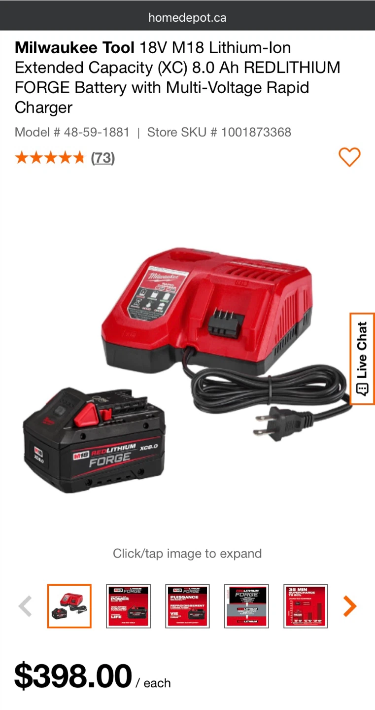 Milwaukee M18 REDLITHIUM FORGE XC8.0 Battery & Charger