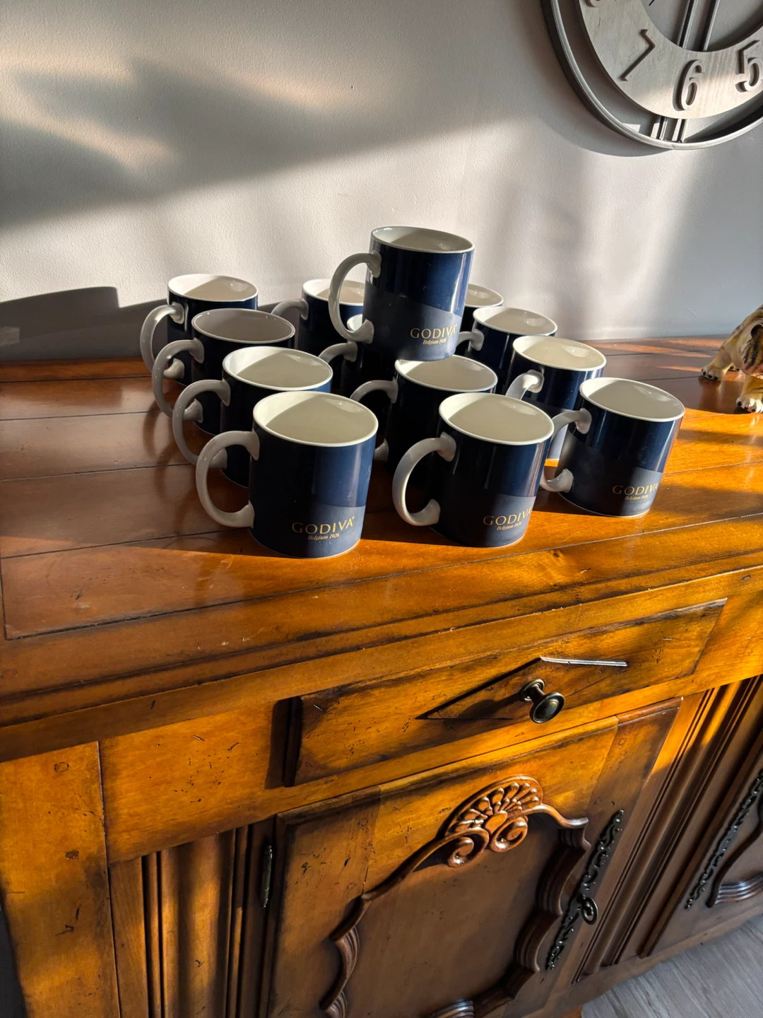 Set of 13 Godiva Mugs - Blue & Gold