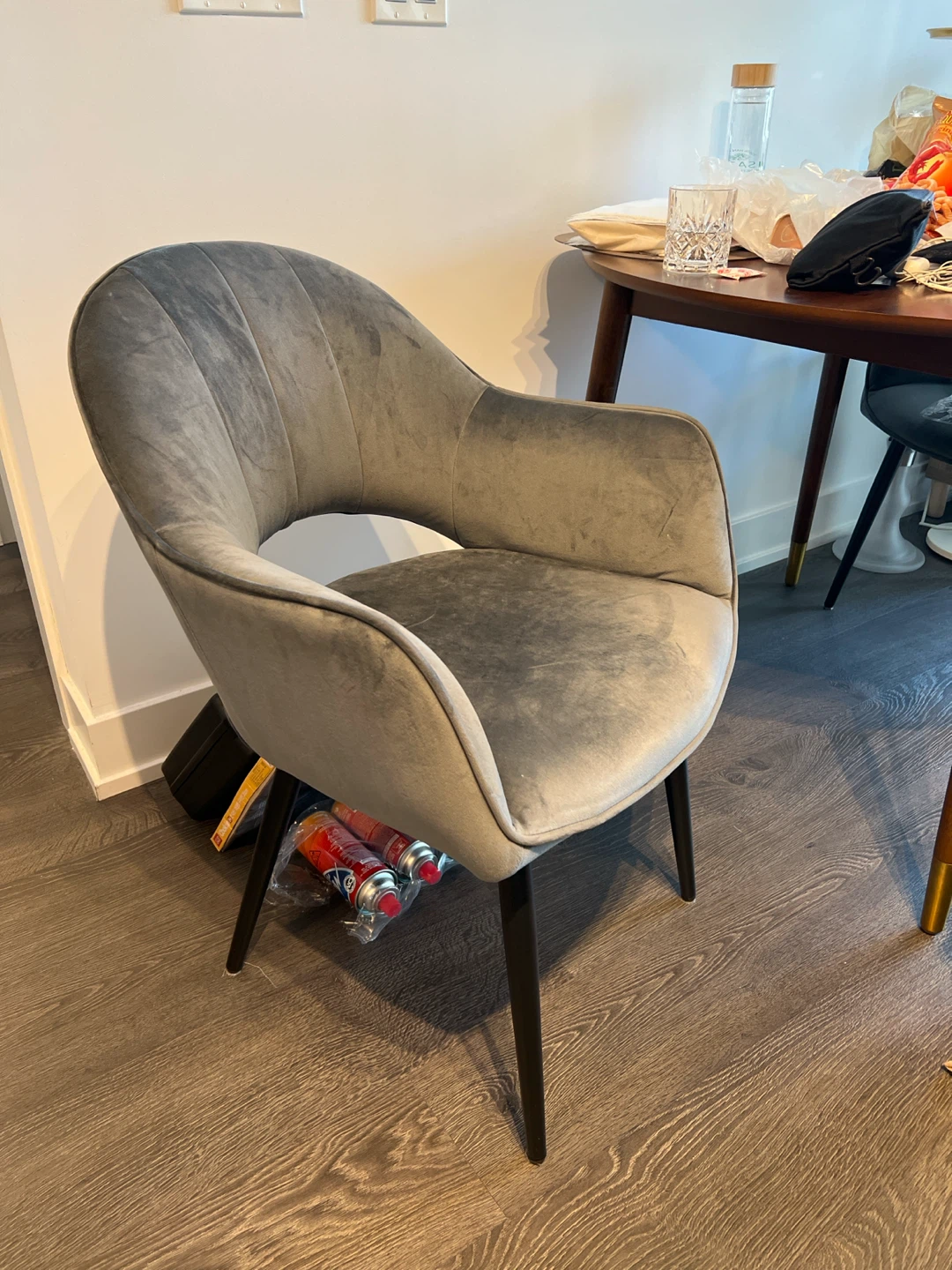 Grey Velvet Accent Chair Set of 2