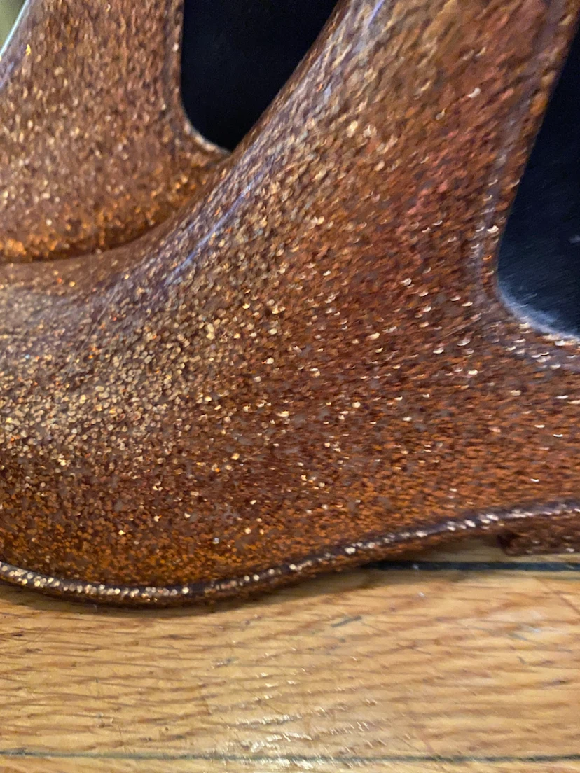 Gold Glitter Rain Ankle Boots Size 8 - photo 2