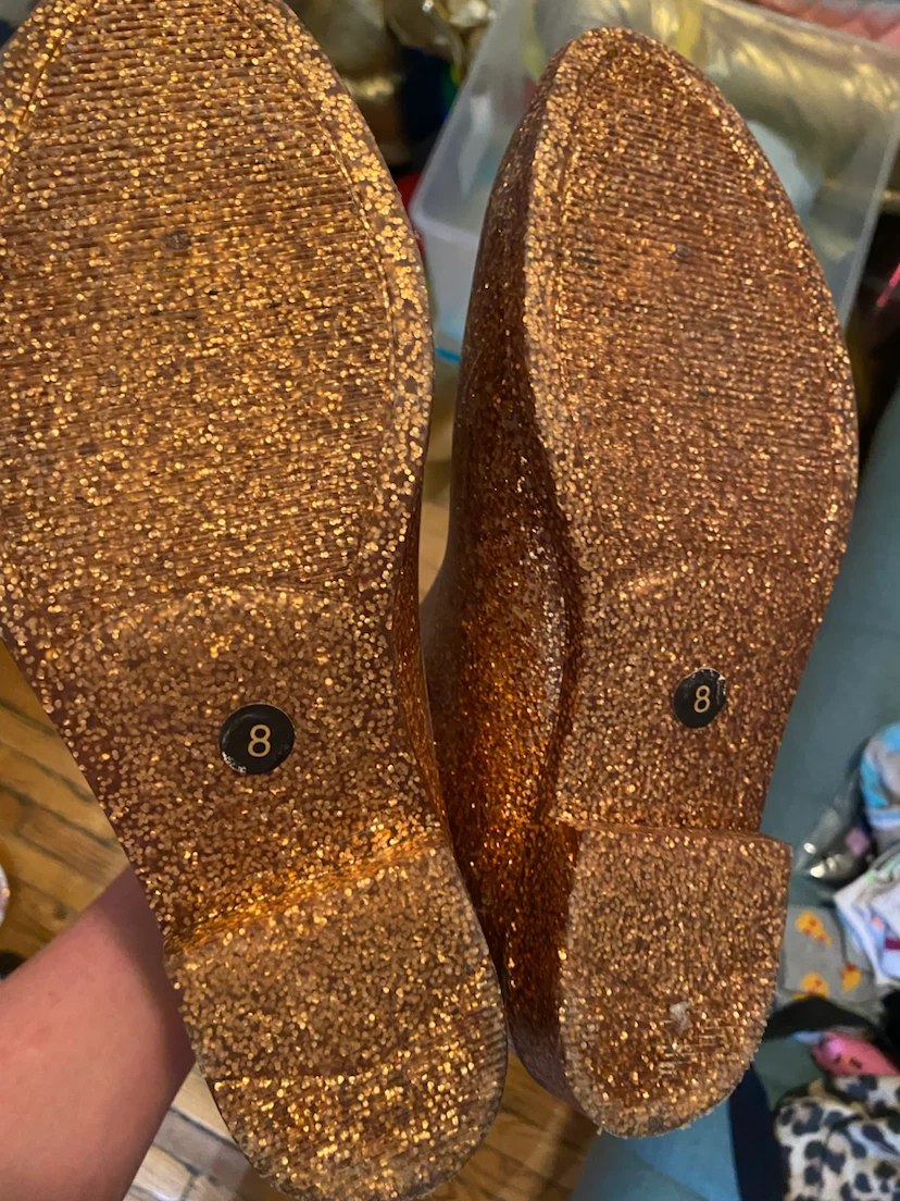Gold Glitter Rain Ankle Boots Size 8 - photo 4