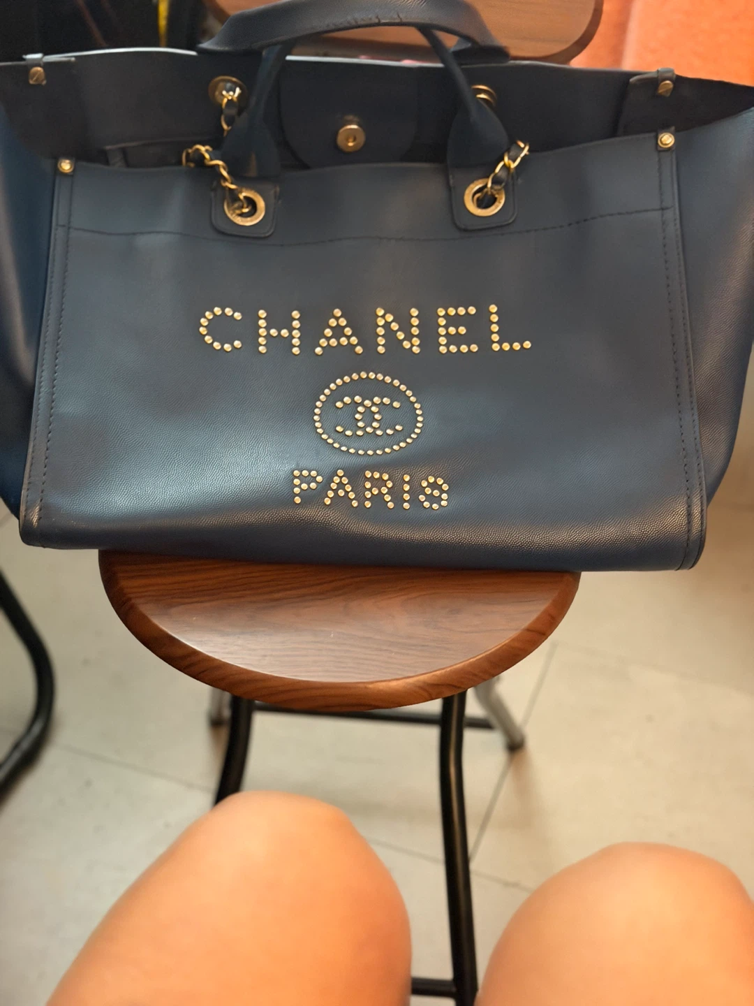 Chanel Navy Blue Tote Bag
