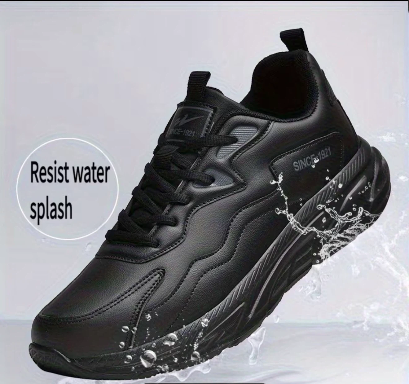 Black leather sneakers