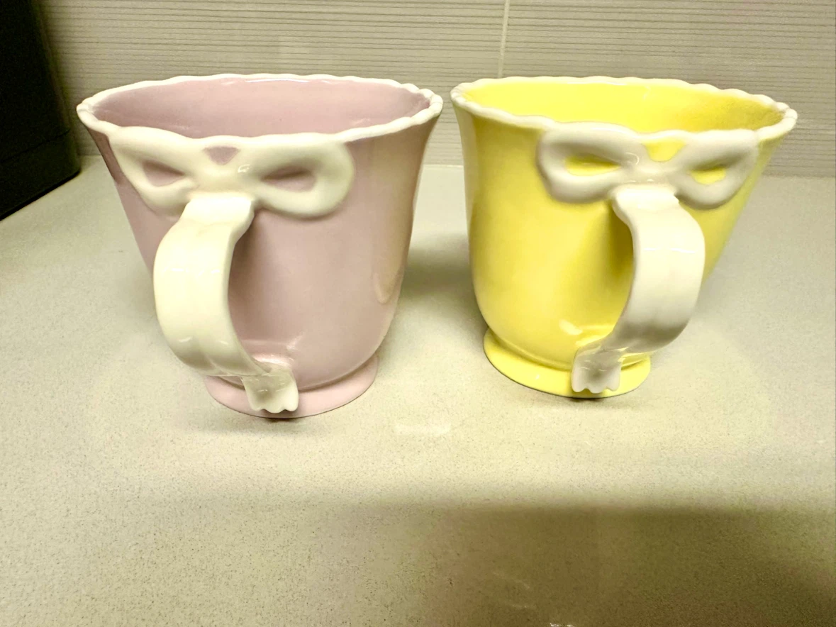 Anthropologie Mugs - Set of 2 (Pink and Yellow)