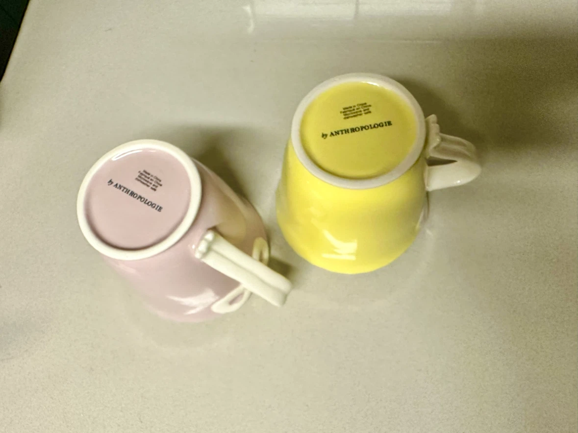 Anthropologie Mugs - Set of 2 (Pink and Yellow) - photo 3