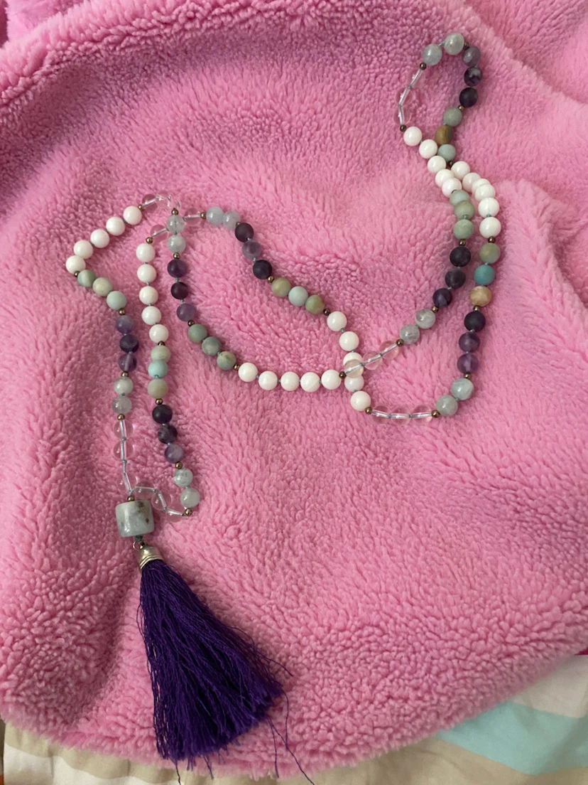 Hand Beaded Mala Necklace with Tassel