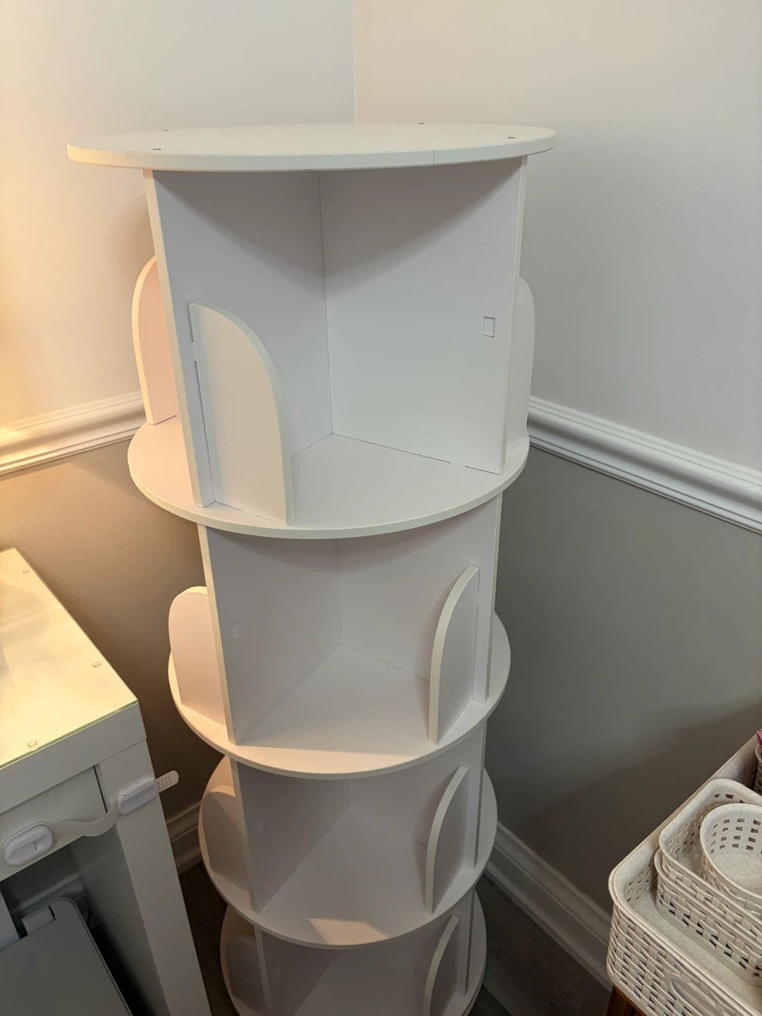 White 4-Tier Rotating Bookshelf
