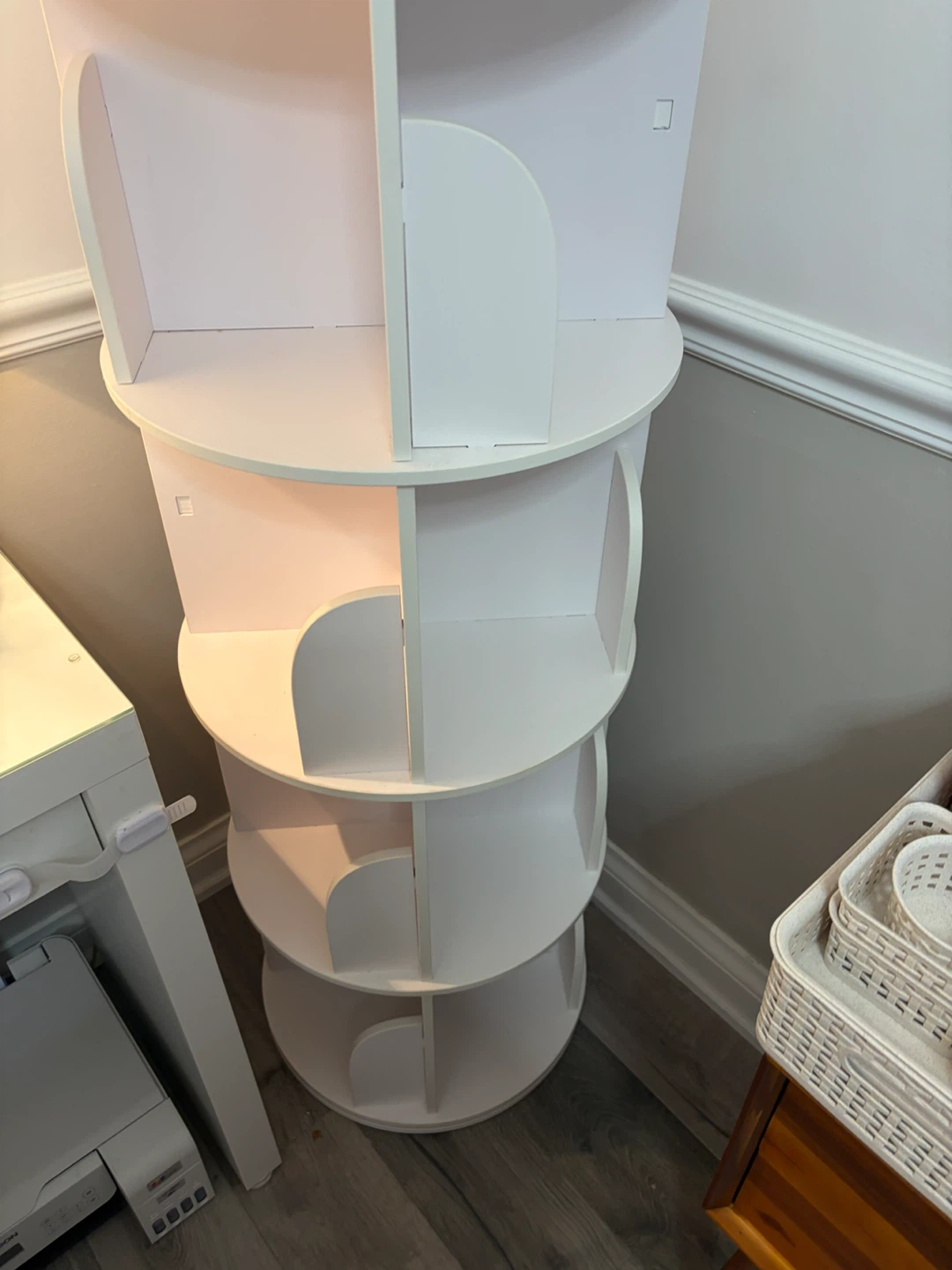 White 4-Tier Rotating Bookshelf - photo 3
