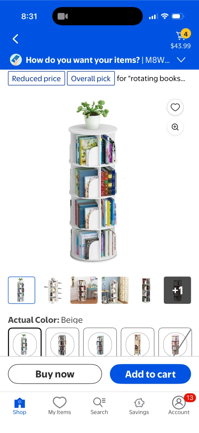 White 4-Tier Rotating Bookshelf - photo 4