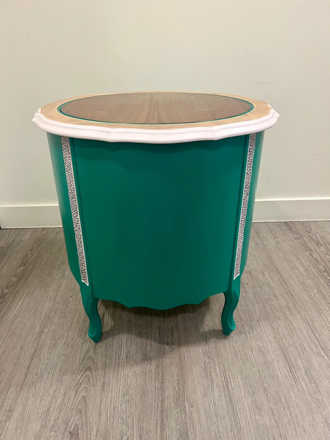 French Provincial Teal Accent Cabinet with Wooden Top - photo 5