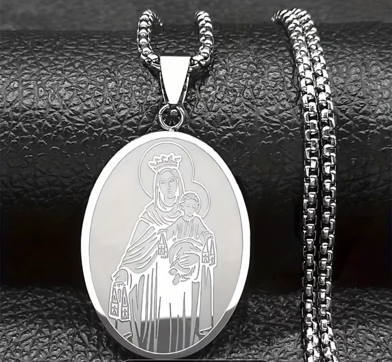 18k Plated Stainless Steel Virgin Mary Pendant Necklace