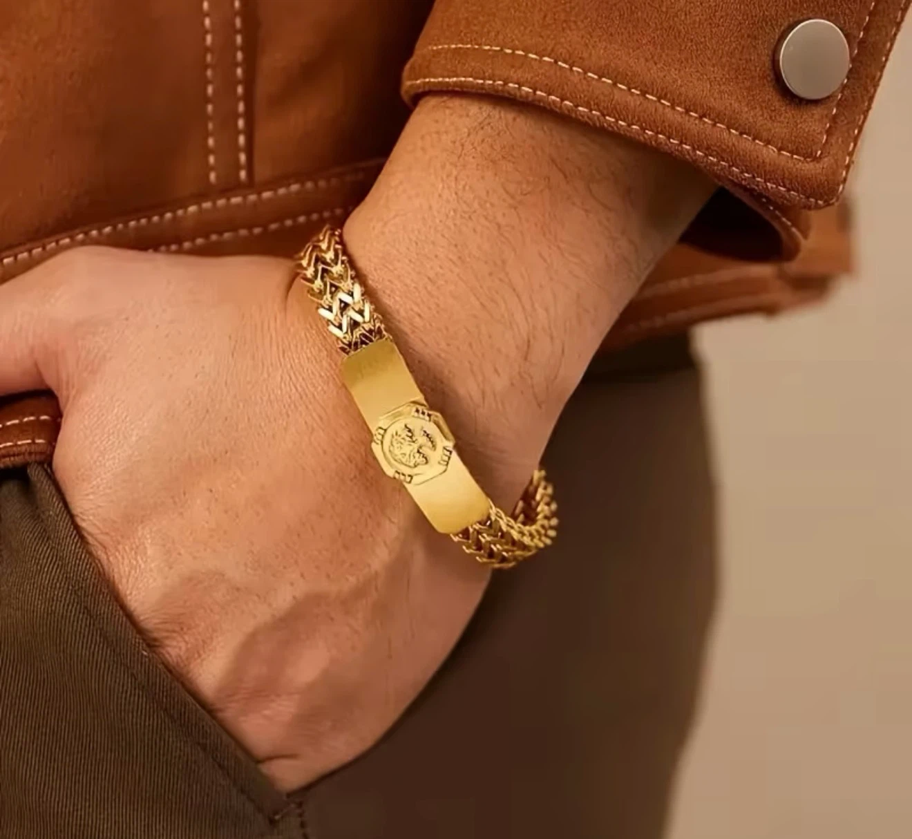 24K Plated Men's Gold-Tone Bracelet