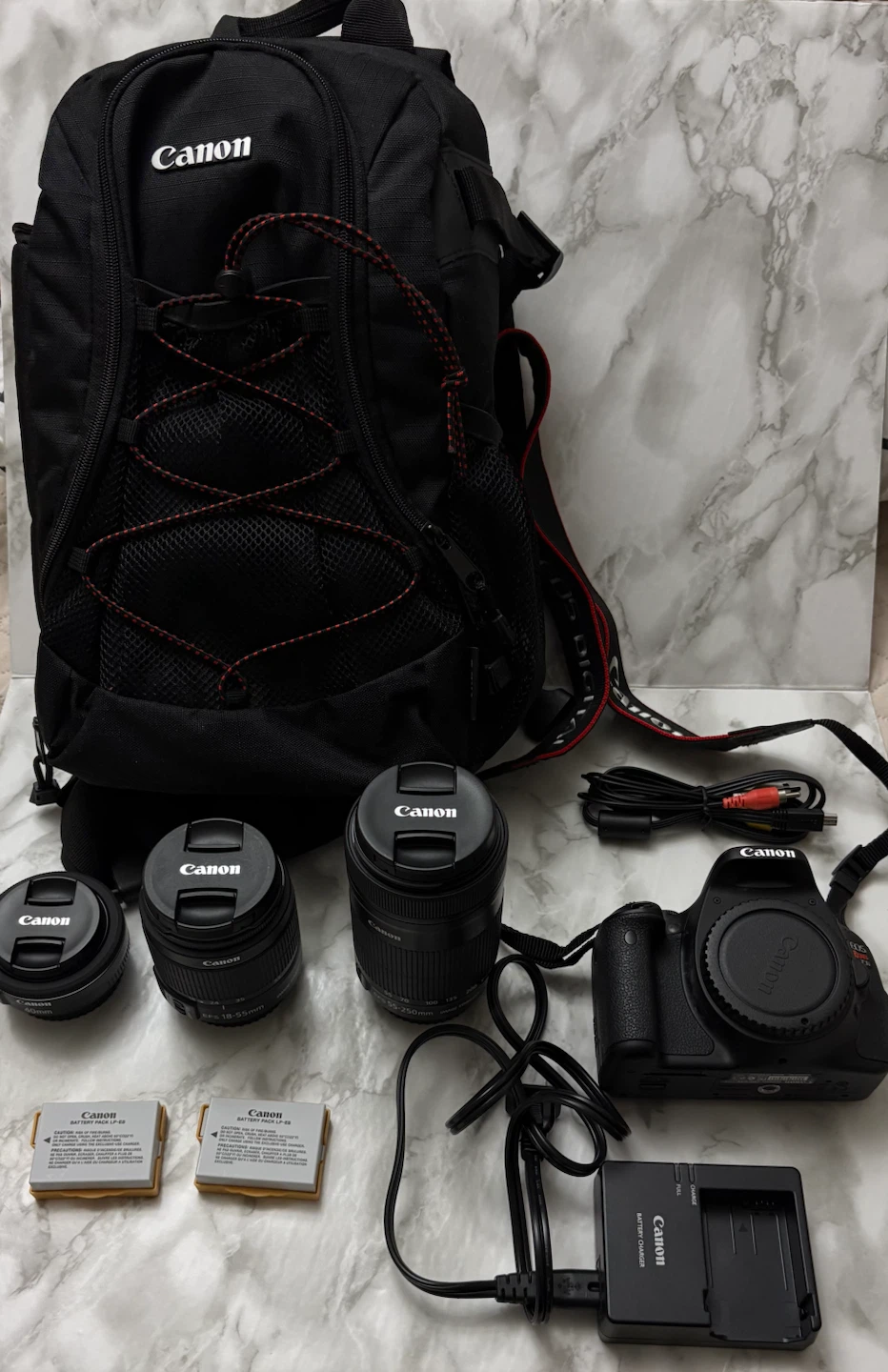 Canon EOS Rebel T3i DSLR Camera with Lenses and Backpack - photo 3